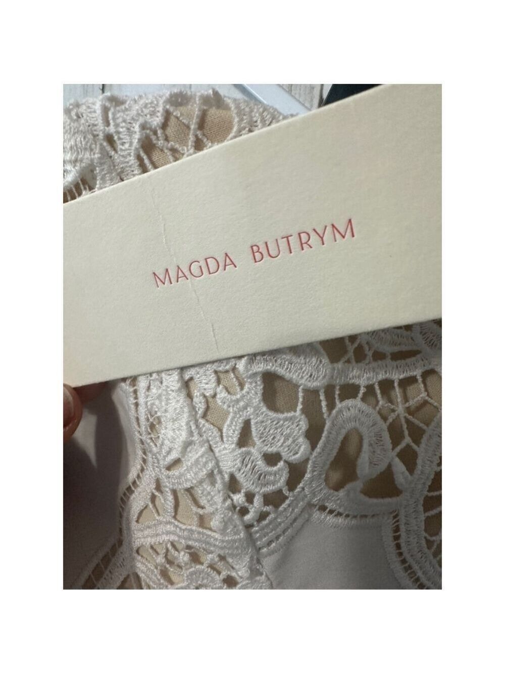 Magda Butrym Strapless Midi Dress • White Lace Cutout • Size 36 • New With Tags - Picture 5 of 11